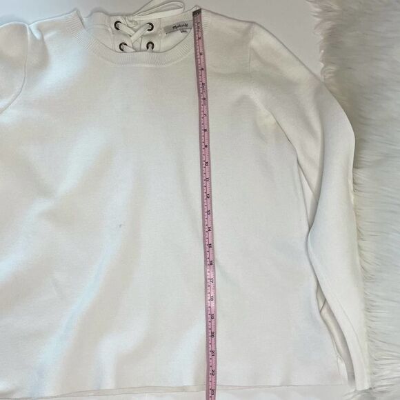 Madewell Laced-Back Crewneck  Pullover White Size Small - Picture 11 of 15
